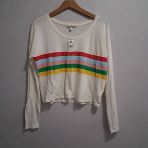 Express One Eleven NWT Rainbow Long Sleeve Crop Tee Size Small